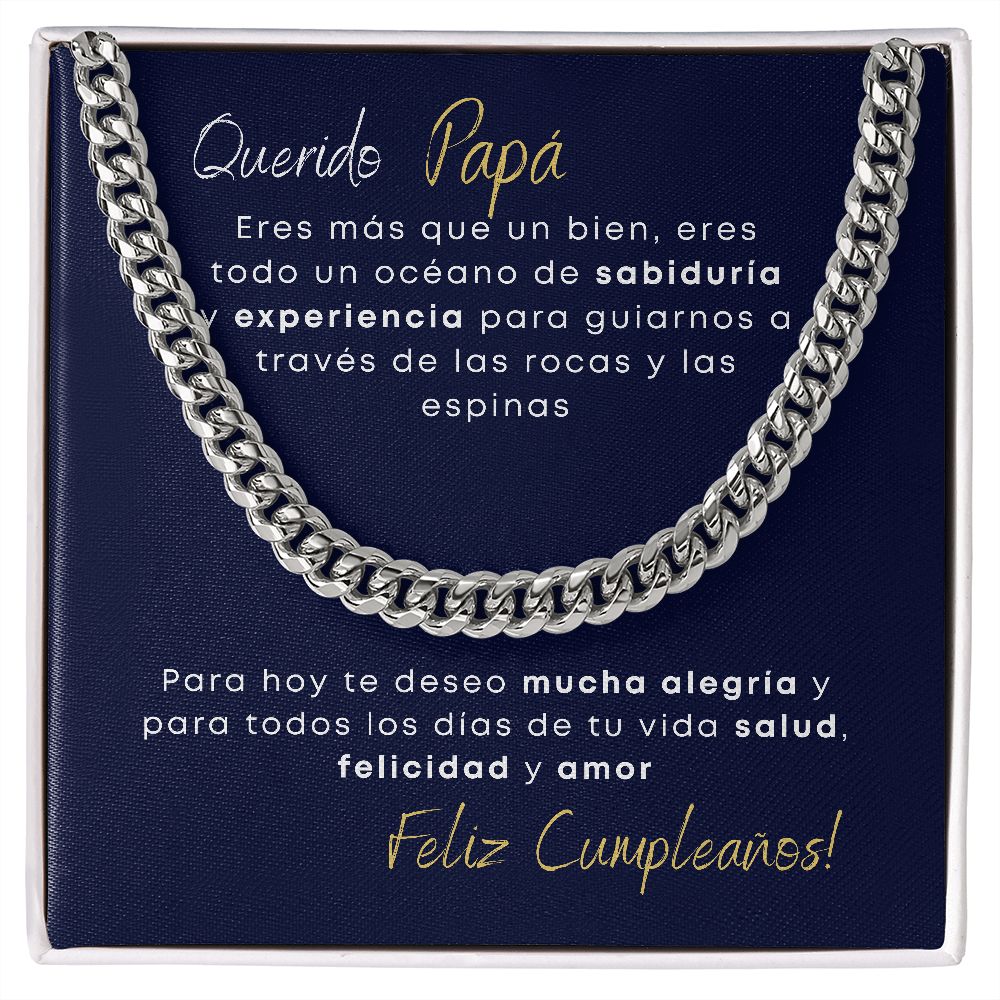 Regalo para cumpleaños de papá - sabiduría - Cadena de Eslabones Cubanos - Lurina Jewelry